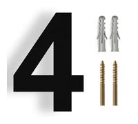 6/8/12 Inch Floating House Numbers Modern Metal Stainless Steel Door Number Silver/Black Mailbox Address Sign with Screws, for Wall Decor Apartment Garden Yard Hotel Cafe Office Street(Black 4,12In)