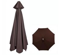 6/8 Arms Replacement Parasol Canopy, 2m/2.5m/2.7m/3m/3.5m Garden Umbrella Replacement Cover Fabric Waterproof Anti-UV Parasol Cover for Pool, Yard,Market Umbrella Top(Brown,2.5m 8Arms)