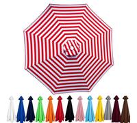 6/8 Arms Umbrella Replacement Cover, Waterproof Parasol Canopy Replacement, Strong and Thicck Parasol Top Fabric for Garden Lawn Backyard Pool(Red by white,250cm-6ribs)