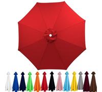 6/8 Arms Umbrella Replacement Cover, Waterproof Parasol Canopy Replacement, Strong and Thicck Parasol Top Fabric for Garden Lawn Backyard Pool(Bright red,250cm-8ribs)