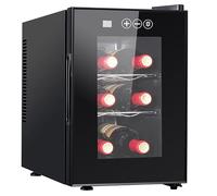 6/8 Bottle Wine Fridge,55W Freestanding Refrigerator with,8~18℃ Temperature Control and Tempered Glass Door,Countertop Small Cooler for Store Red,Sparkling,Champagne(6 Bottle)