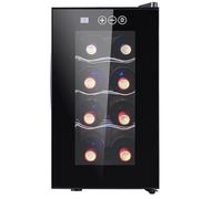 6/8 Bottle Wine Fridge,55W Freestanding Refrigerator with,8~18℃ Temperature Control and Tempered Glass Door,Countertop Small Cooler for Store Red,Sparkling,Champagne(8 Bottle)
