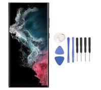 6.8 Inch Replacement Screen for S 22 Ultra Series, OLED Replacement Touch Screen 3D Touch Digitizer Assembly and Repair Kit with Frame Fingerprint (Red)