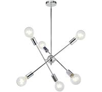 6/8 Lights Modern Sputnik Chandelier Lighting with Adjustable Arms Mid-Century Pendant Light V-intage Industrial Hung Chandelier Nishings Modern Lamp,Silver,6Light