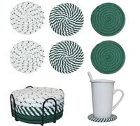 6/8 Pcs Vintage Round Woven Coasters，Absorbent & Heat-Resistant for Home Coffee Table Desk Cups Tabletop Protection，Boho Decor for Living Room, Birthday Gifts for Women