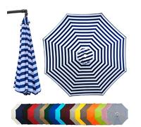 6/8 Ribs Patio Umbrella Canopy Replacement Canvas for 2/2.5/3.5/4-Meter, Strong Thick Waterproof Outdoor Market Table Parasols Replacement Cloth Fabric, For Garden(Striped blue,(8Rib)215cm)