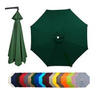 6/8 Ribs Patio Umbrella Canopy Replacement Canvas for 2/2.5/3.5/4-Meter, Strong Thick Waterproof Outdoor Market Table Parasols Replacement Cloth Fabric, For Garden(Dark green,(6Rib)270cm)