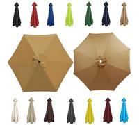 6/8 Ribs Umbrella Replacement Top Cover, 3.0m 2.7m 2.30m 2m Replacement Parasol Fabric Cover, Parasol Replacement Canopy, Breathable UV Protective, for Patio Market Yard Backyard(Khaki,2.7m/6 Arms)