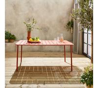 6-8 Seater Rectangular Steel Garden Table Terracotta - Sweeek