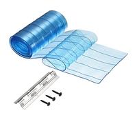 6.8' x 7.5" Plastic Vinyl Strip Curtain, Clear PVC Freezer Curtain with Mounting Bracket for Walk-in Freezer Coolers Door Warehouse, Transparent(Blue,6.8' x 7.5")