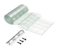 6.8' x 7.5" Plastic Vinyl Strip Curtain, Clear PVC Freezer Curtain with Mounting Bracket for Walk-in Freezer Coolers Door Warehouse, Transparent(Transparent,7.2' x 7.5")