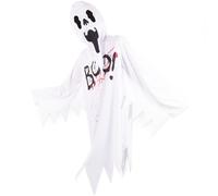 (6-8 Years, White) Girls Boys BOO Printed Halloween Spooky Ghost Top