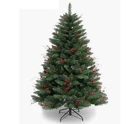 6.8ft pvc artificial christmas tree,with pinecone and berries ornaments metal stand full feel-real xmas tree for holiday decoration the new