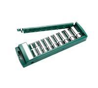 6/9/10pcs Hex Socket Wrench Head Set 1/4 3/8 1/2 Short Long Socket Deep Nut Driver Sleeve Spanner End Ratchet Tool with Holder for Electric Drill(Long 10pcs 12.7mm)