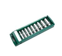 6/9/10pcs Hex Socket Wrench Head Set 1/4 3/8 1/2 Short Long Socket Deep Nut Driver Sleeve Spanner End Ratchet Tool with Holder for Electric Drill(Long 9pcs 10mm)