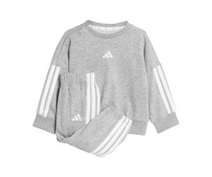 (6-9 Months, Grey/White) Adidas Baby BOS French Terry Sweatshirt & Jogging Bottoms