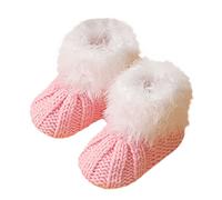 6-9 Months Newborn Unisex Baby Knit Booties Infant Boys Girls Cozy Booties Winter Slippers Socks Soft Sole Stay on Infant First Walker Crib Shoes Non Slip Winter Warm Boots #A1_Pink