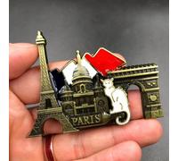 6-9cm Retro Paris Metal Fridge Magnets - Metal Fridge Magnet For Kitchen Refrigerator- Unique Paris Stylish Design Holiday Souvenir, Colorful Retro Paris Decorative Refrigerators Sticker