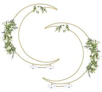 6.9FT Gold Moon Arch Wedding Backdrop - Curved Design with Rectangular Base for Birthdays & Events