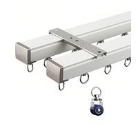 6.9FT White Aluminum Double Track Sliding Barn Door Rail System - Ceiling & Wall Mount for Modern Office & Living Room, Easy Installation, Smooth Operation, Durable Design