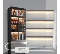 6 * 9mm LED Cabinet Light Strip Ultra-Thin Silicon Aluminum Profile Wardrobe Built-in Embedded Decorative Strip Light 12V Warm Light LED Light Strip Customized Length Quantity (4, Length: 100cm)