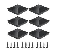 6 9x9x3cm Deck Post Caps - Black Deck Post Caps With 12 Screws, Toppers For Fence Posts, Outdoor Fence Post Covers, Decking Caps Waterproof, Pl-astic Fence Post Top Cap, Square Fence Poles Caps