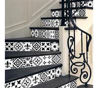 6 Adhesive Stair Tile Stickers | Cement Tile Riser Sticker - Tile Riser Stickers - Azulejos - 15 x 105 cm - 6 Strips