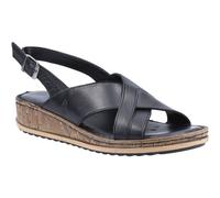 (6 (Adults')) Elena | Black | Womens Cross Over Wedge Sandals