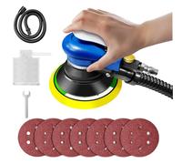 6" Air Random Orbital Sander with Dust Extraction | 10500RPM Variable Speed, 5mm Orbit for Auto Body, Wood & Metal Polishing, Pneumatic Palm Sander with 7pcs Sand Paper for DIY & Professional Use