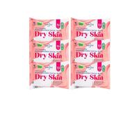 6×Aldi Lācurā 3 In 1 Cleansing Biodegradable Facial Wipes - Dry Skin - With Sweet Almond Oil, Pro-Vitamin B5 & Glycerin | 25Wipes Each [6 PACK]