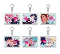 6 Alien Stages Keychain Anime Figure Cosplay Keyring Pendant Alien Stages Colourful Heart Theme Acryl Chain Collection