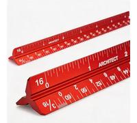 6" Aluminum Architectural Scale Ruler - Triangular Drafting Tool with Laser-Etched Imperial Scales for Architects, Engineers, Draftsmen & Students - for Blueprint, Floor Plan (Red, 6 Inch)