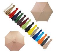 6 Arms/8 Arms Replacement Parasol Canopy Garden Patio Umbrella Replacement Cloth Waterproof Polyester Fabric Umbrella Replacement Cover(Champagne,6 RIBS/270CM(8.8FT))