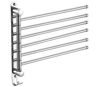 6 Arms Swivel Towel Rack, 180° Wall Mounted 304 Stainless Steel Waterproof Heavy Duty Anti-Drop for Bathroom
