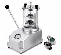 6 Atm Waterproof Watch Tester,Dual Case Pressure Testing Device | Air Leak Detector, Metal Build, Clear Cylinder, Bubble Check For Watchmaker Workshops, Silver/Red
