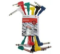 6 Audio Patch Leads - Coloured 0.15m