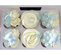 6 Baby Boy Cupcake Discs, Toppers, Gold, Acrylic Cake Disc, Topper, Cake Decorations, Gift Tags, Charms, Gift Wrapping.