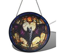 6" Bat Stained Glass Suncatchers Art Glass Spooky Bat for Sun Catcher Indoor Window for Pet Animal Lovers Women Grandma Mom Friend Painted Glass Panel Décor ANI-01A-SG6