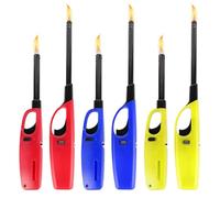 6 BBQ Long Gas Lighters - Wand Lighter, Refillable, Safety Stove Gas Cooker, Candle, Barbecue Fire Igniter, Camping, Kitchen, Safety Lock