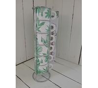 6 Bialetti Romantic Wild Moka Porcelain Stackable Espresso Cups Shot 60ml Green