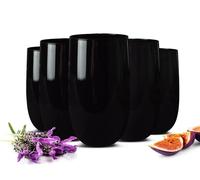 Sendez 6 Black Drinking Glasses - 420 ml Water & Cocktail Glasses