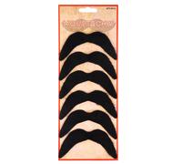 Henbrandt Pack of 6 Black Fake Moustaches Stick On False Moustaches Funny Novelty Joke Party Bag Favour Loot Bag Filler Halloween Fancy Dress Costume Accessory for Men and Women