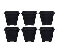 6 Black Square Venetian Pot Decorative Plastic Garden Planter 22cm