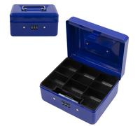 (6" Blue Code) Time to Sparkle Metal Cash Box in Steel Metal Cash Safe Security Petty Tin With Lock