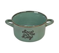 (6, Blue) Stoneware Cereal Soup Bowls Set 500ml Large with Handles Serving Dish