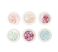 6 Box Set Square Nail Art Decoration, DIY Glitter Nail Ornament Accessories, Shiny ABS Nail Decor for Gel Acrylic Nails, Lightweight Portable Kit for Home and