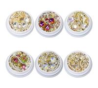 6 Boxes 3D Nail Art Rhinestones Mixed-Style Nail Art Charms Diamonds Nails Art Decorations Pearl Nail Gems Crystals Metal Nail Art Supplies for Women Girls DIY Nail Design (Colorful)