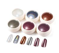 6 boxes Chrome Nail Powder BISHENGYF: Super Metallic Effect Chrome Powder For Nails Rose Gold Silver Laser White Pearl Nail Chrome Powder for Nails Art Decoration