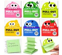 6 Boxes Glitter Sticky Notes, Transparent Glitter Pull-Out Sticky Notes Set | Full Back Adhesive Translucent Sticky Tabs, Coloured Fruit Monster Cute Sticky Note, Clear Sticky Note for Office Study