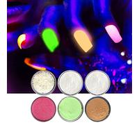 6 Boxes Set Luminous Nail Art Glitter Glow in The Dark Shape Glitter Stickers for Resin DIY Making Art Craft Nail Decoration Accessories Nightclub Party YG-S1 (Powder)